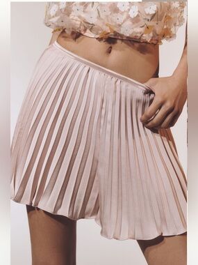 Anthropologie- Pleated Elastic Waist Skort, Size XL, pink, NWT